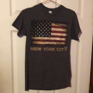 New York City NYC USA Flag Gray Graphic T-Shirt Mens Small S Patriotic Fun